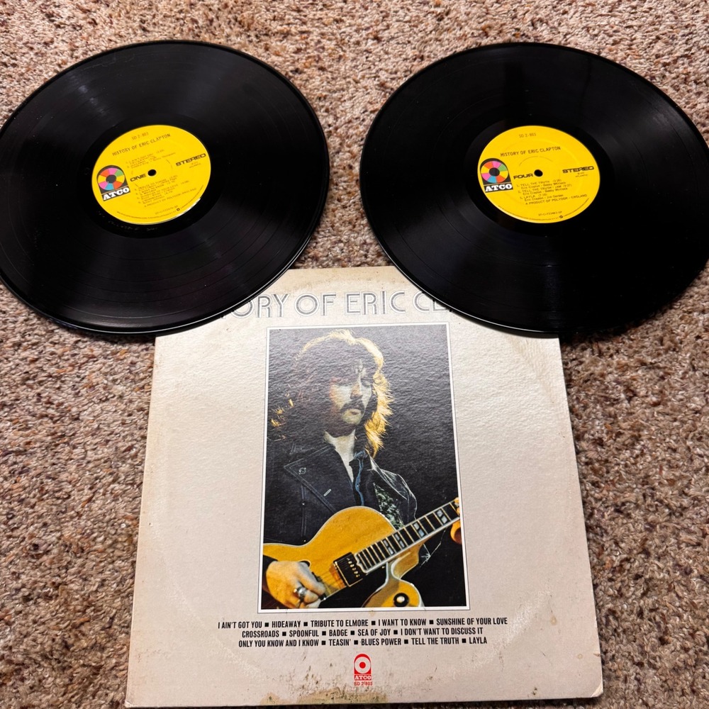 History of Eric Clapton Vinyl 2LP ATCO SD 2-803 1972 Pressing‎ Blues Rock Layla
